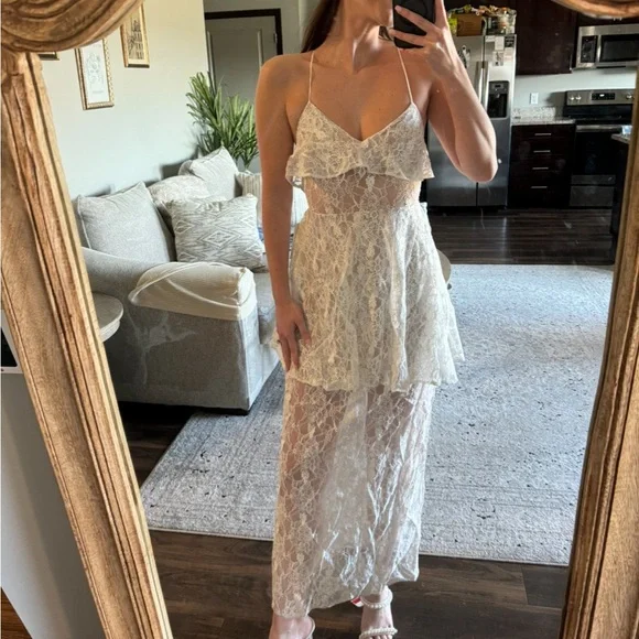 FOR LOVE & LEMONS X JAIME KING LA ELIZABETH LACE TIERED MAXI DRESS - Picture 3 of 7